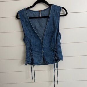 Free People | Lala Lace Up Vest Sz Med